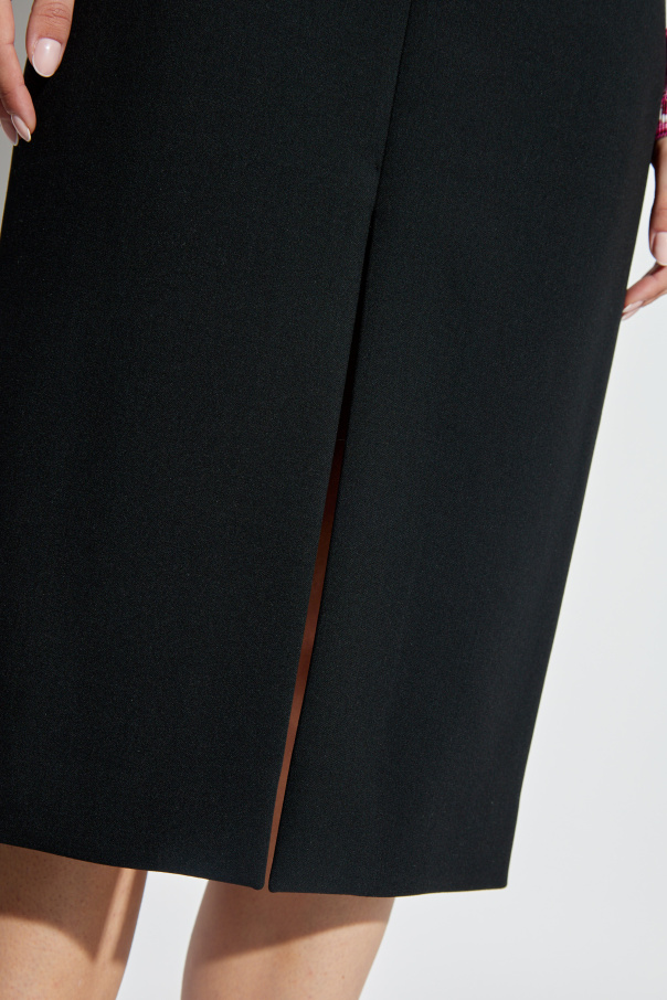 【関税＆送料込み】Dolce & Gabbana Black Wool Skirt DOLCE & GABBANA Runway Black Wool Skirt w/ Velvet At Waist